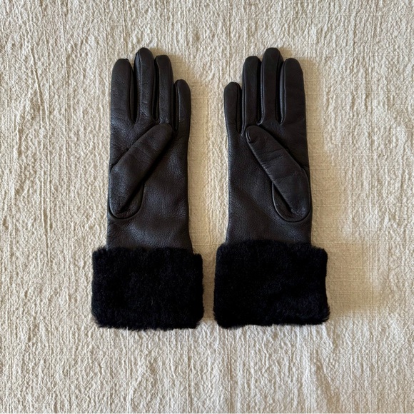 UGG Single Cuff Nappa Leather Gloves w/ Cashmere Lining Black Small NWOT - Picture 2 of 8